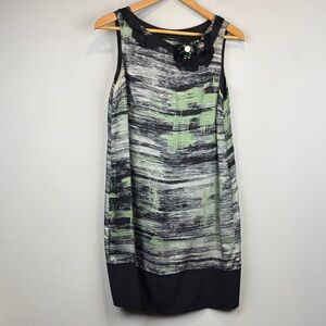 Robert Rodriguez Silk Black and Green shift Dress